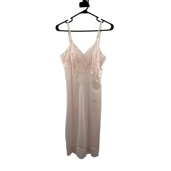 Vintage Warner’s Full Slip Womens 34 Avg Light Pink Lace Lingerie USA 4182 - Picture 1 of 13